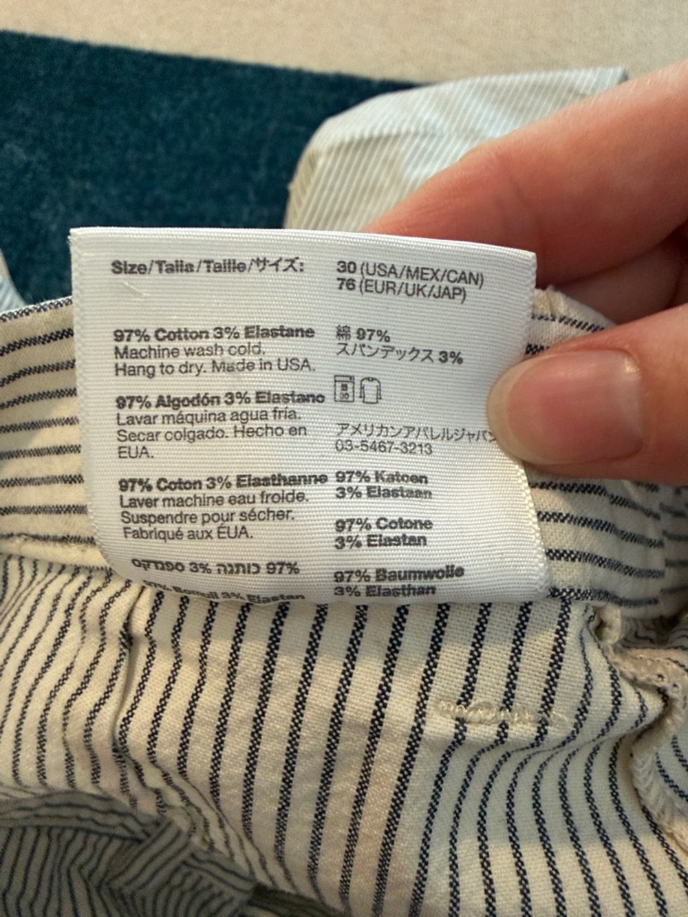 American Apparel Striped Cotton Chino Pants - Blue/White - Picture 10 of 10